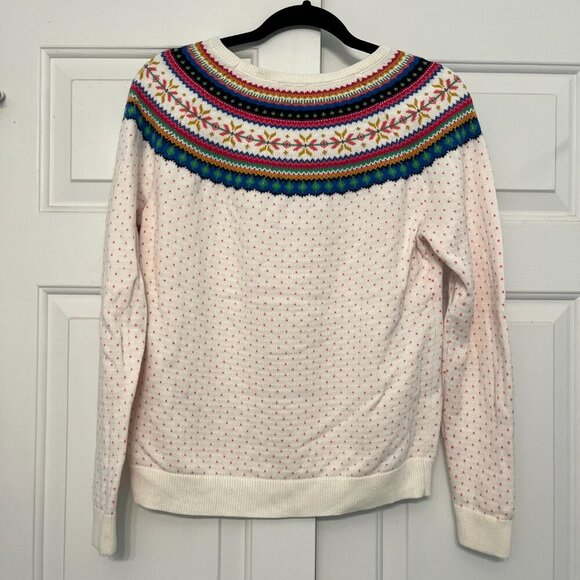 Talbots Fair Isle Multicolor Rainbow White Sweater Winter Ski Preppy Knit Small - Picture 6 of 9